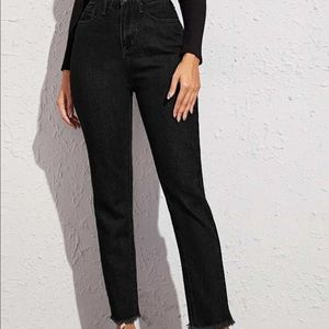 High Waisted Raw Hem Jeans